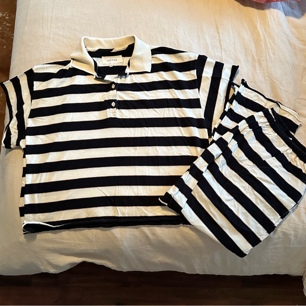 THE GREAT. Cropped Polo and Jersey Crop set size 3